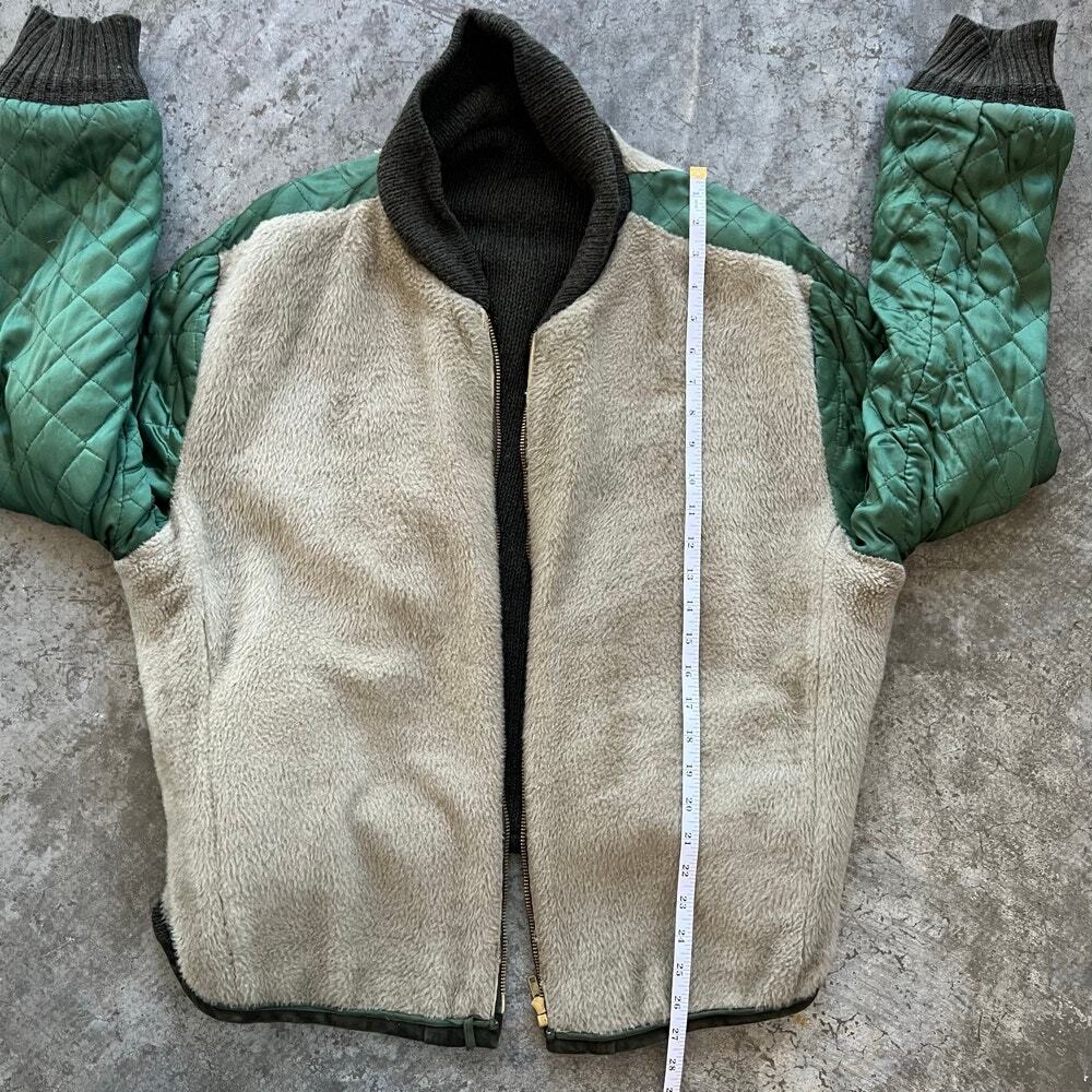 Vintage Cooper Sportswear Reversible Suede Fleece Bomber Jacket XL Olive - Picture 9 of 10